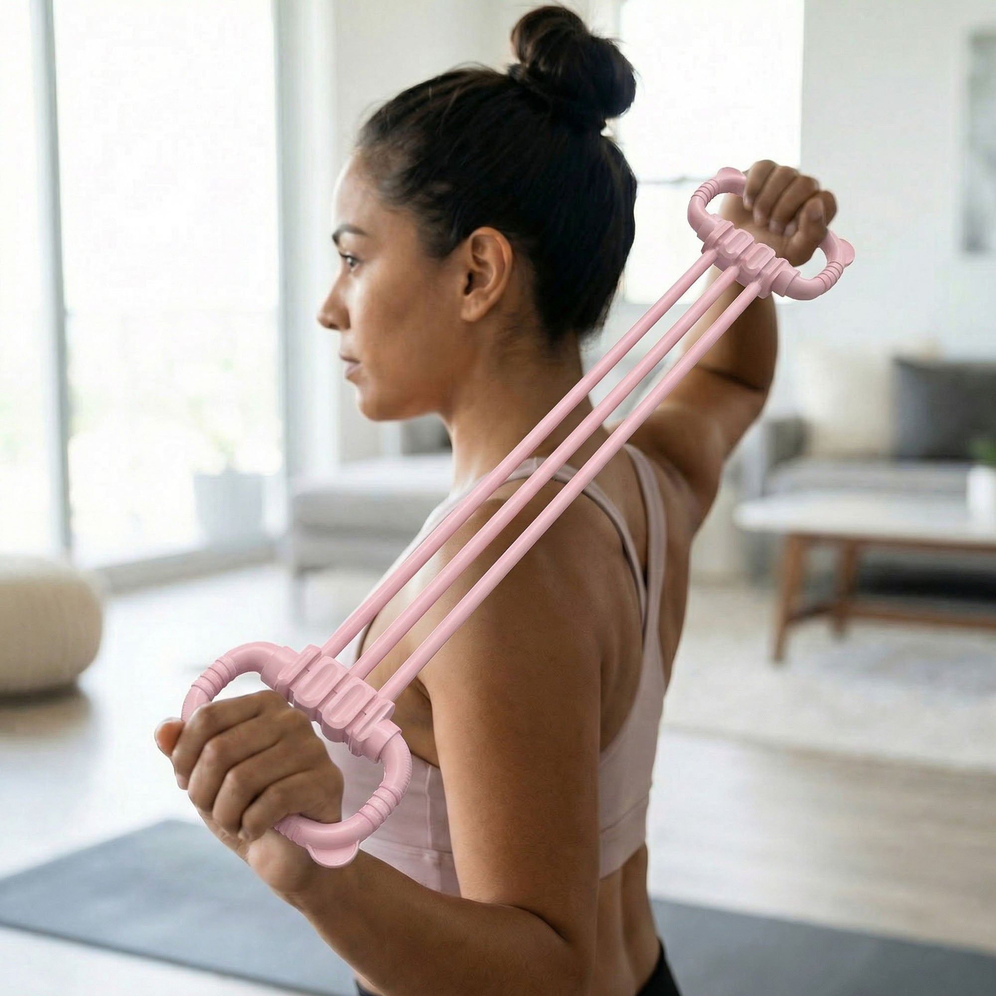 Anna-Kaci Resistance Exercise Band Bar with Dual Handles Elastic Stretch Training Fitness Tool