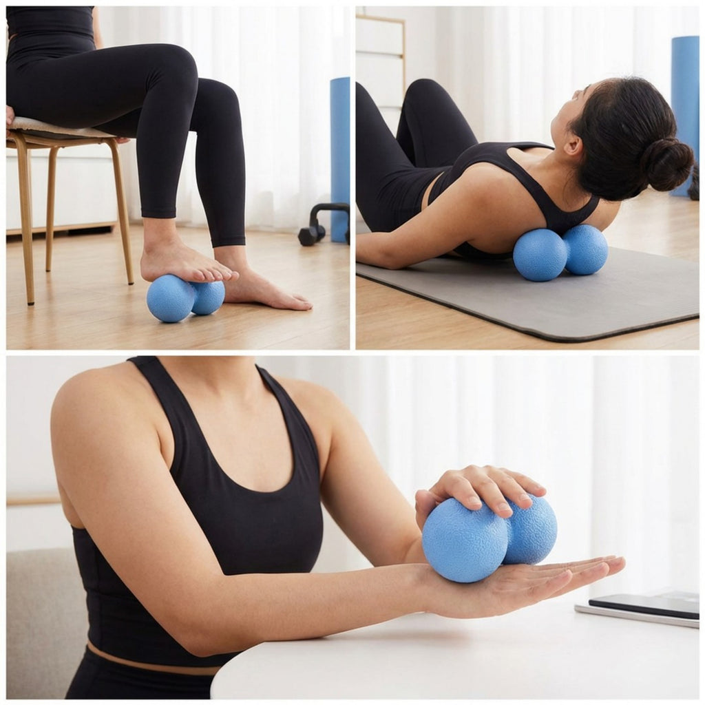 Anna-Kaci Massage Ball Set 4 Pack Textured Round Design Compact Body Care and Fitness Accessories 4.3in