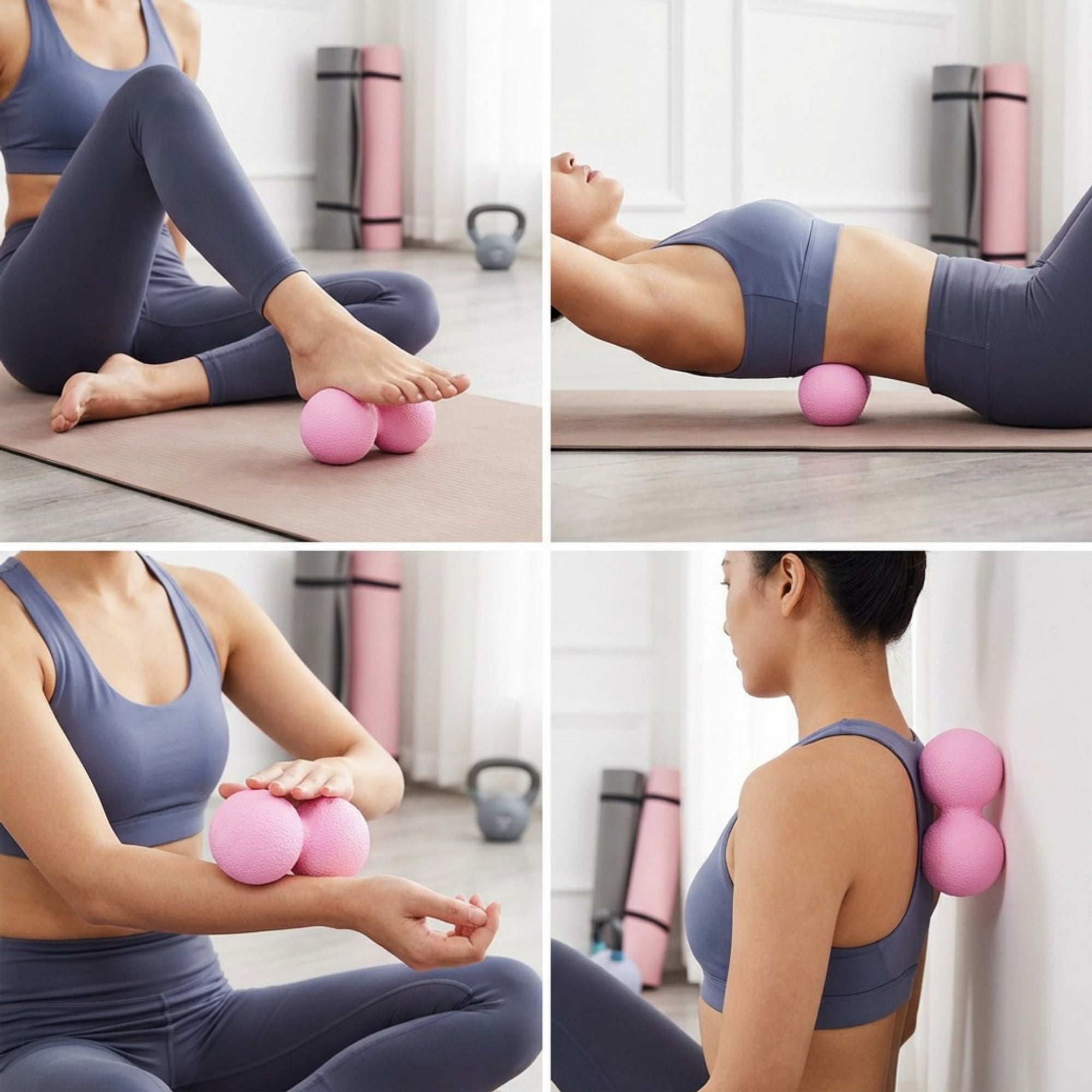 Anna-Kaci Massage Ball Set 4 Pack Textured Round Design Compact Body Care and Fitness Accessories 4.3in