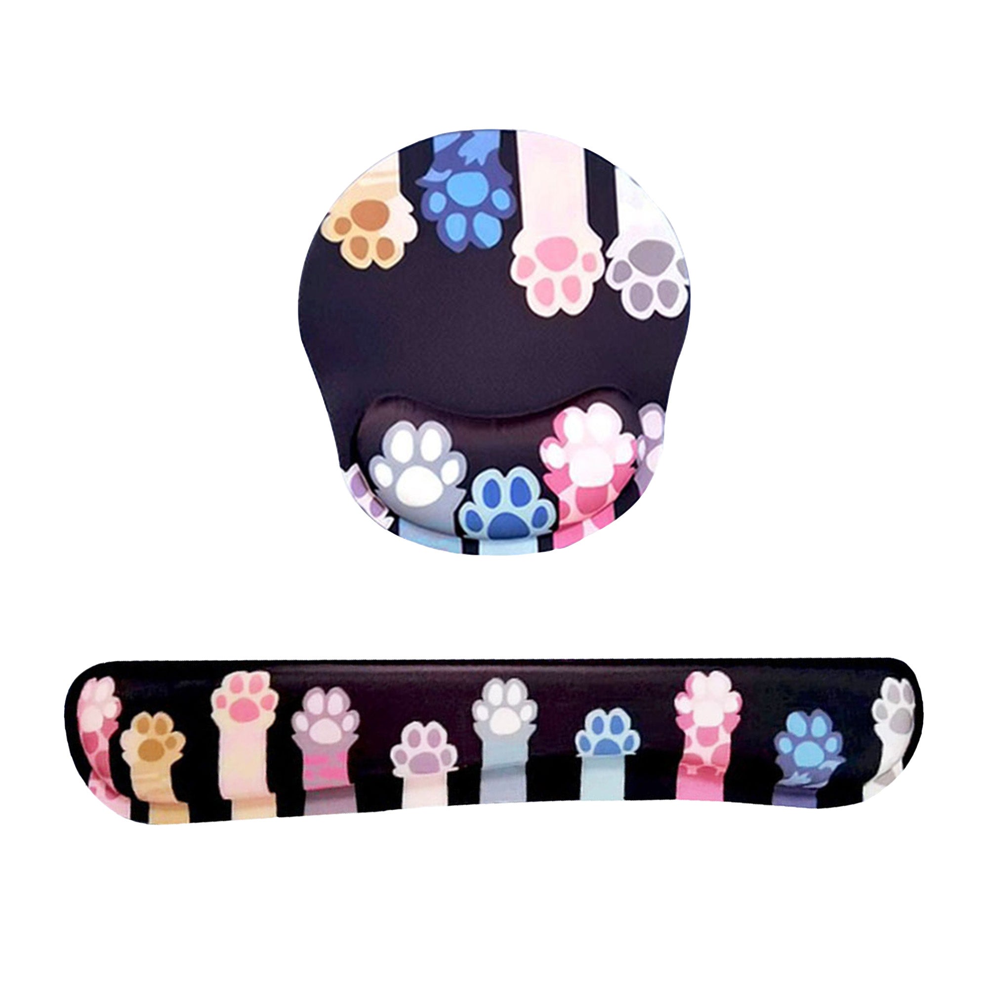 Anna-Kaci Fabric Mouse Pad and Wrist Rest Set with Ergonomic Support Cute Paw Print Design