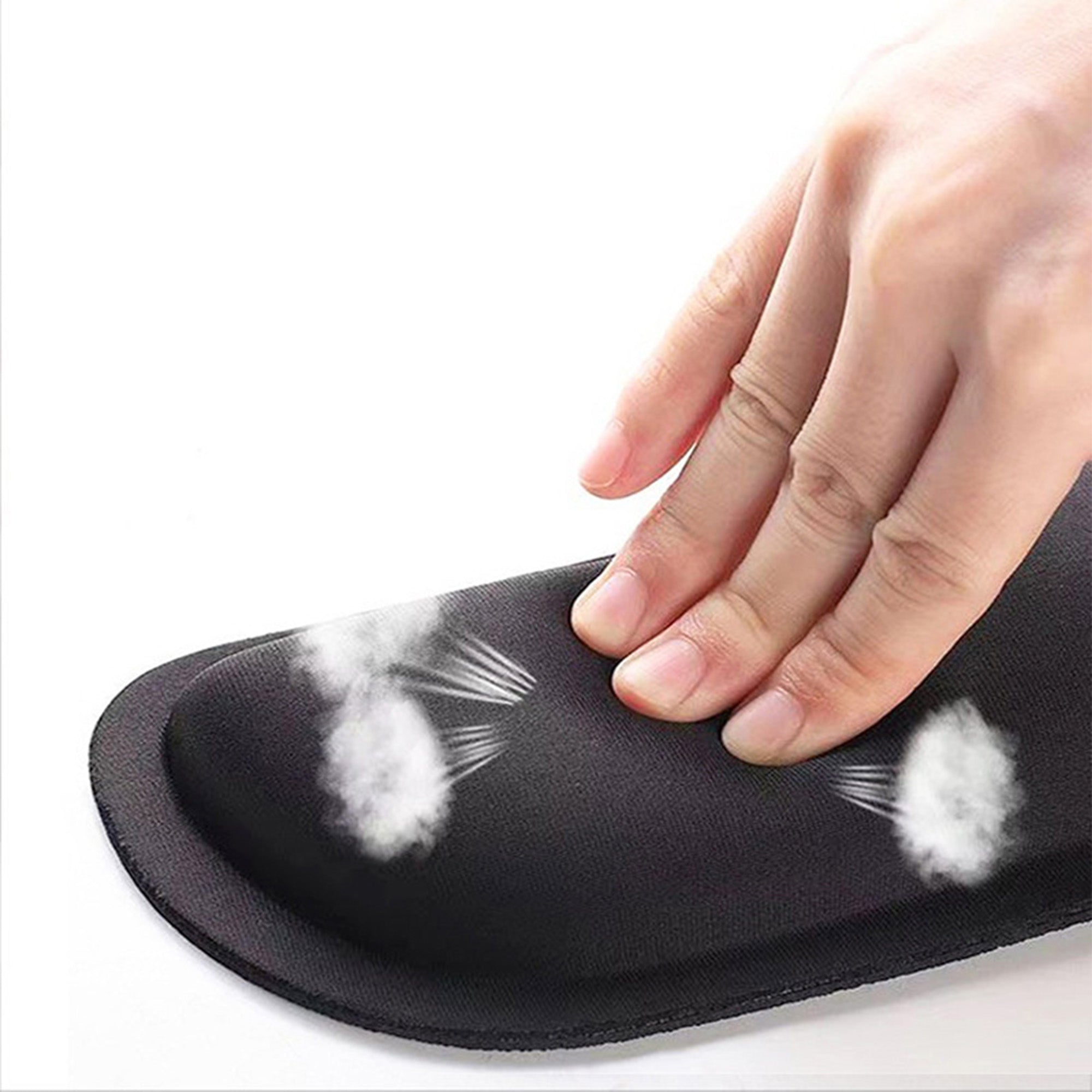Anna-Kaci Black Fabric Mouse Pad with Ergonomic Wrist Rest 3 Piece Set Memory Foam Support