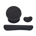 Anna-Kaci Black Fabric Mouse Pad with Ergonomic Wrist Rest 3 Piece Set Memory Foam Support