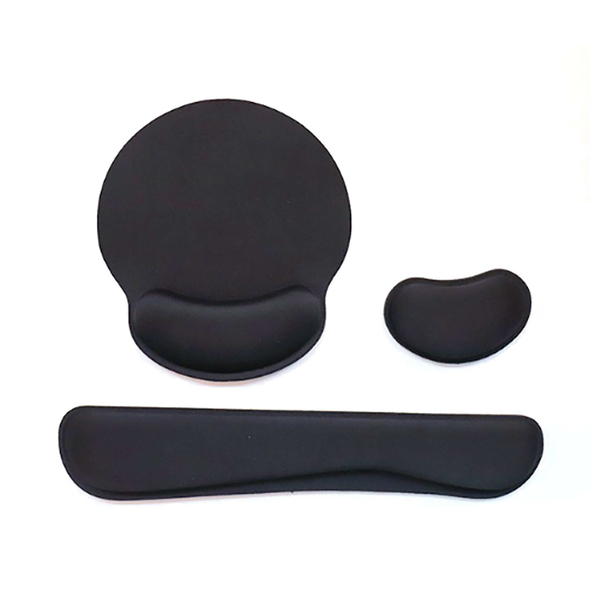 Anna-Kaci Black Fabric Mouse Pad with Ergonomic Wrist Rest 3 Piece Set Memory Foam Support