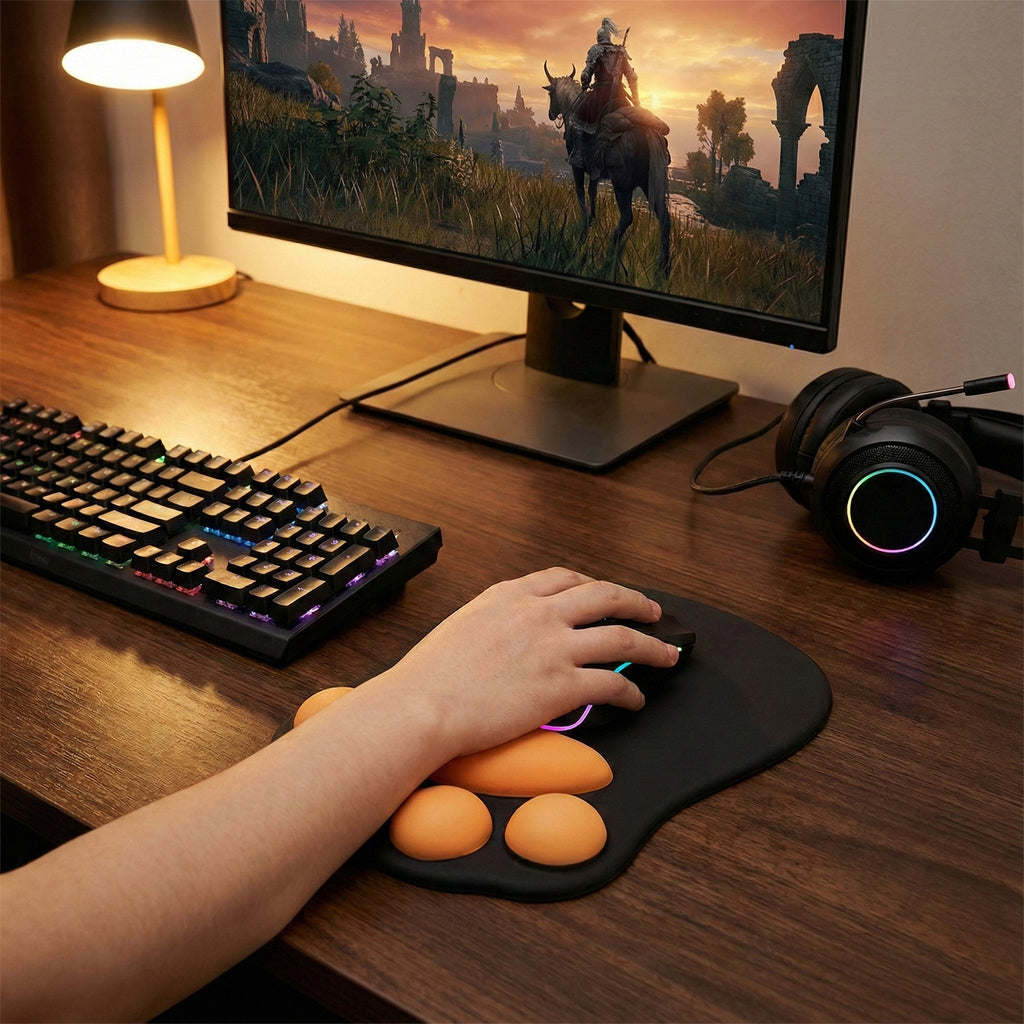 Anna-Kaci Soft Cloth Surface Mouse Pad with Cushioned Wrist Support and Non Slip Base