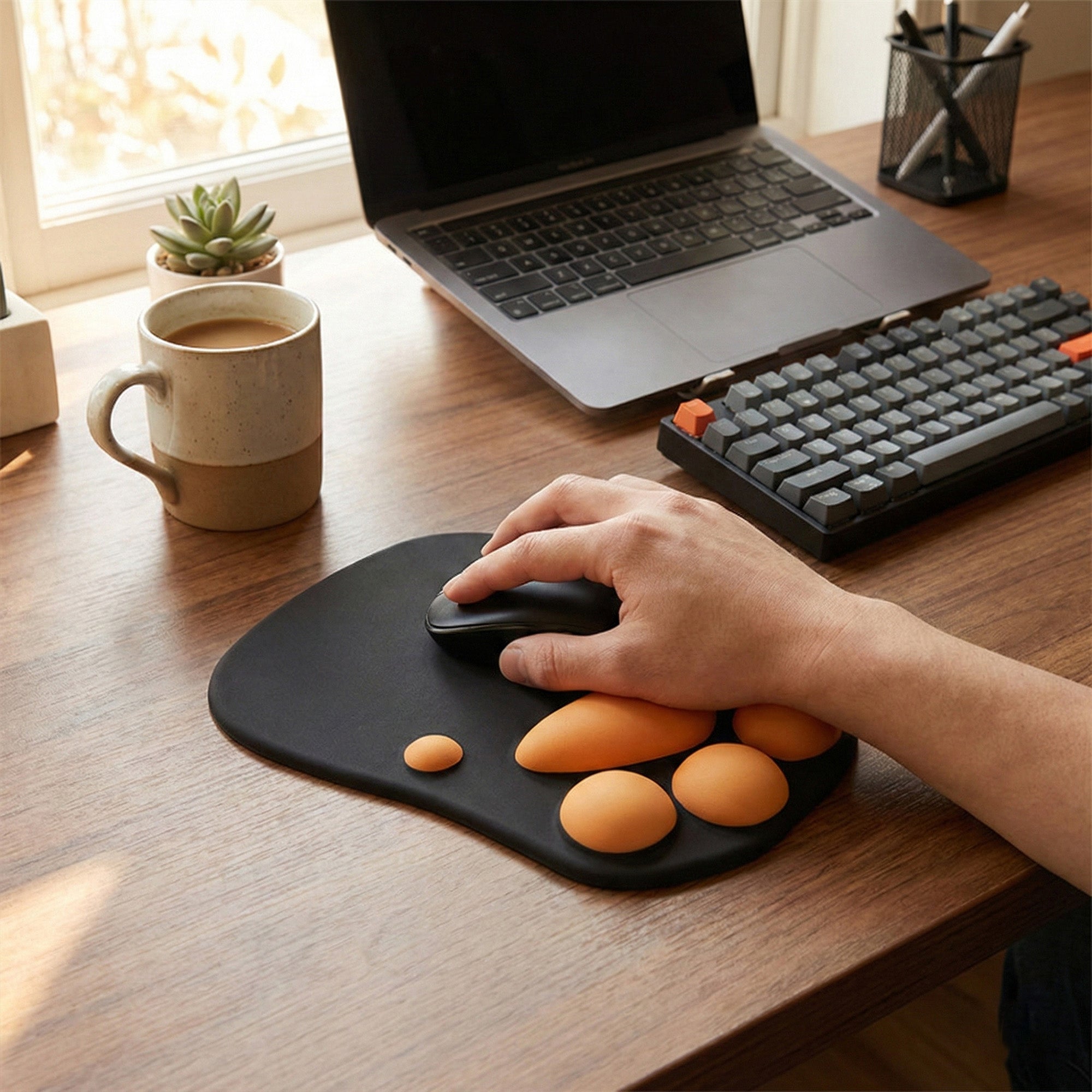 Anna-Kaci Soft Cloth Surface Mouse Pad with Cushioned Wrist Support and Non Slip Base