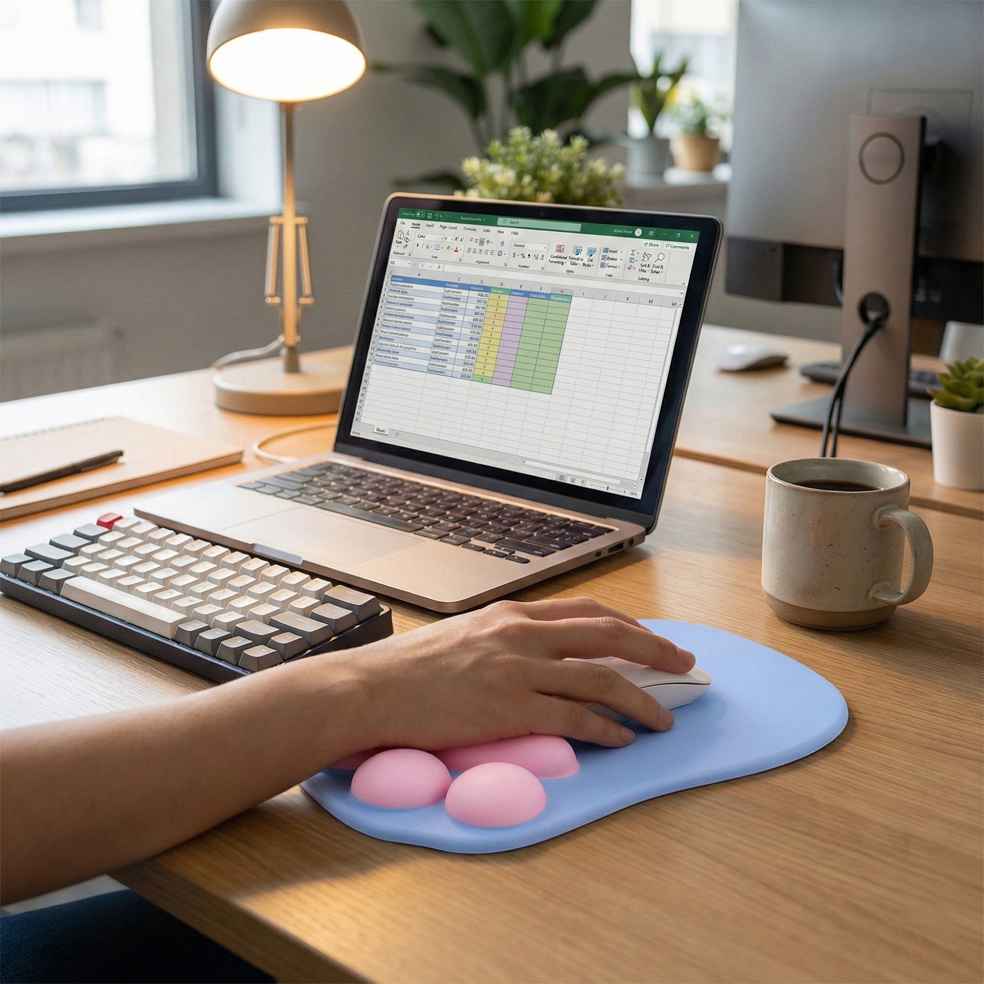 Anna-Kaci Soft Cloth Surface Mouse Pad with Cushioned Wrist Support and Non Slip Base