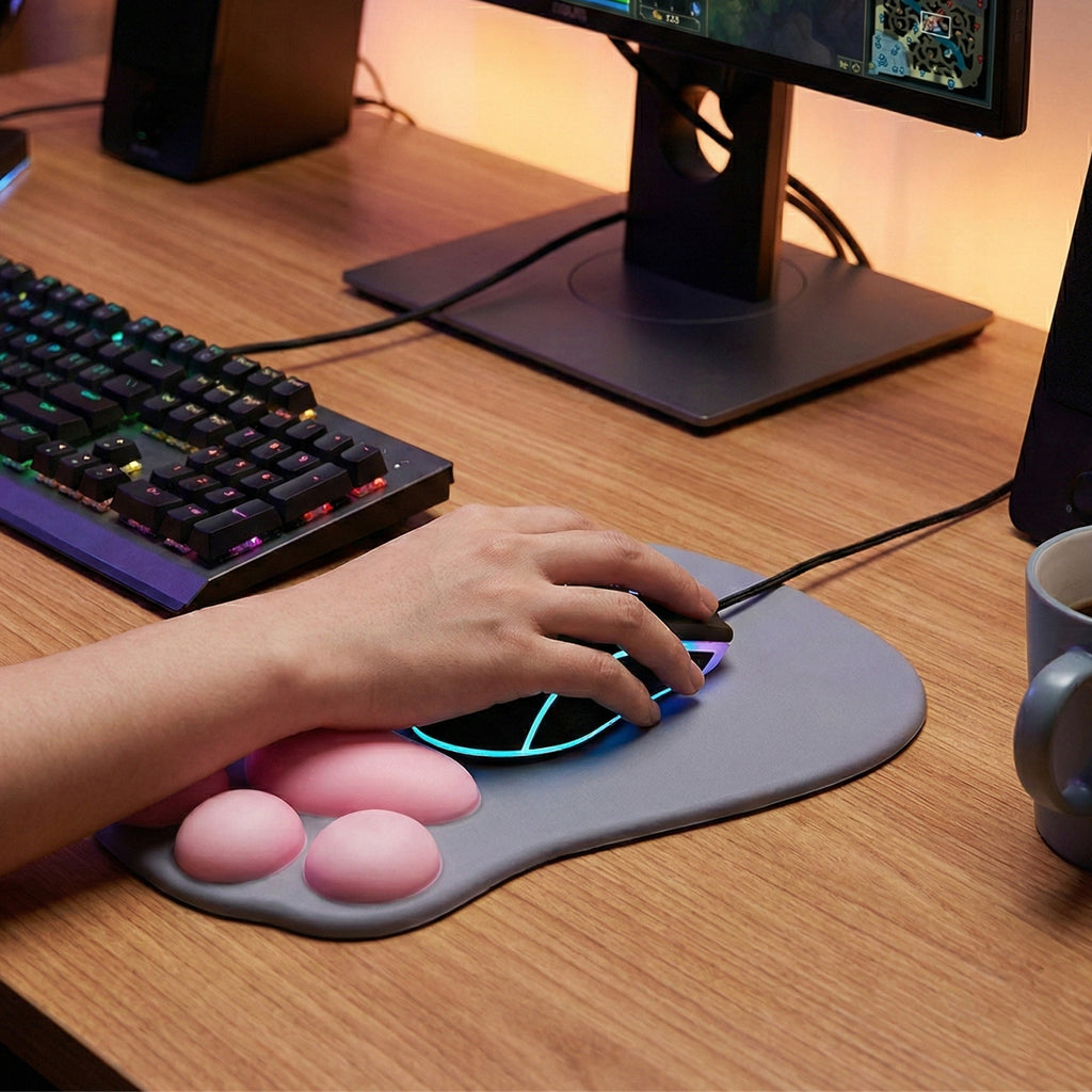 Anna-Kaci Soft Cloth Surface Mouse Pad with Cushioned Wrist Support and Non Slip Base