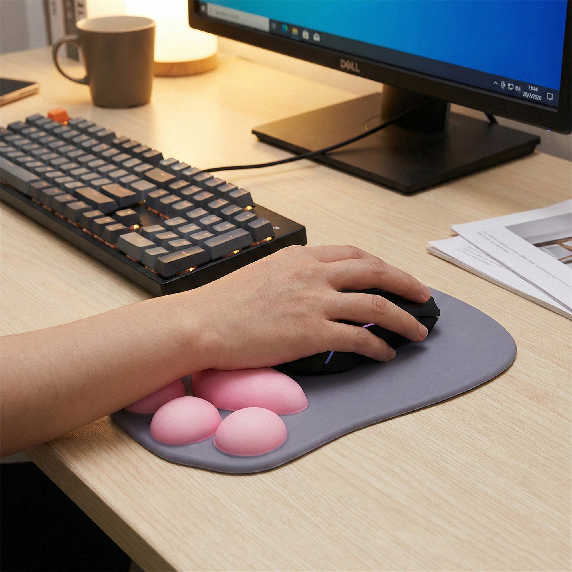 Anna-Kaci Soft Cloth Surface Mouse Pad with Cushioned Wrist Support and Non Slip Base