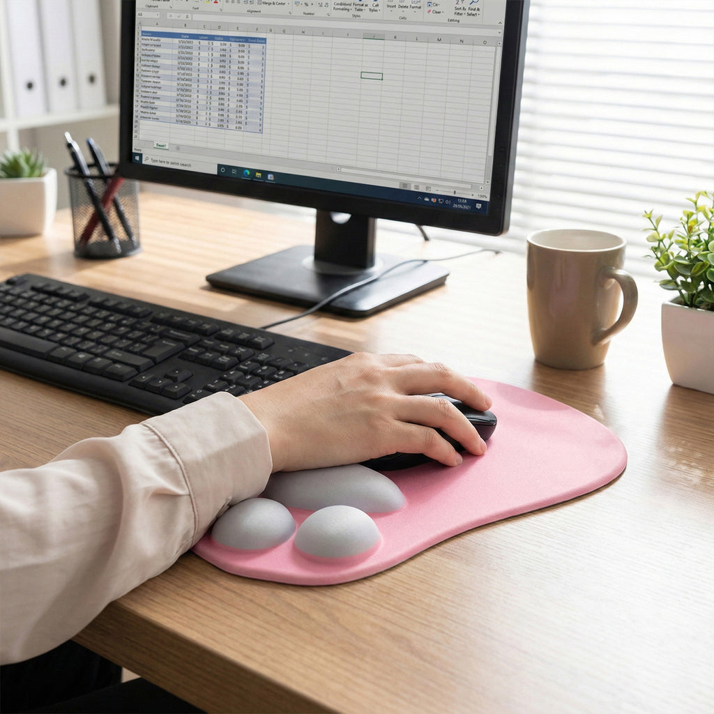 Anna-Kaci Soft Cloth Surface Mouse Pad with Cushioned Wrist Support and Non Slip Base