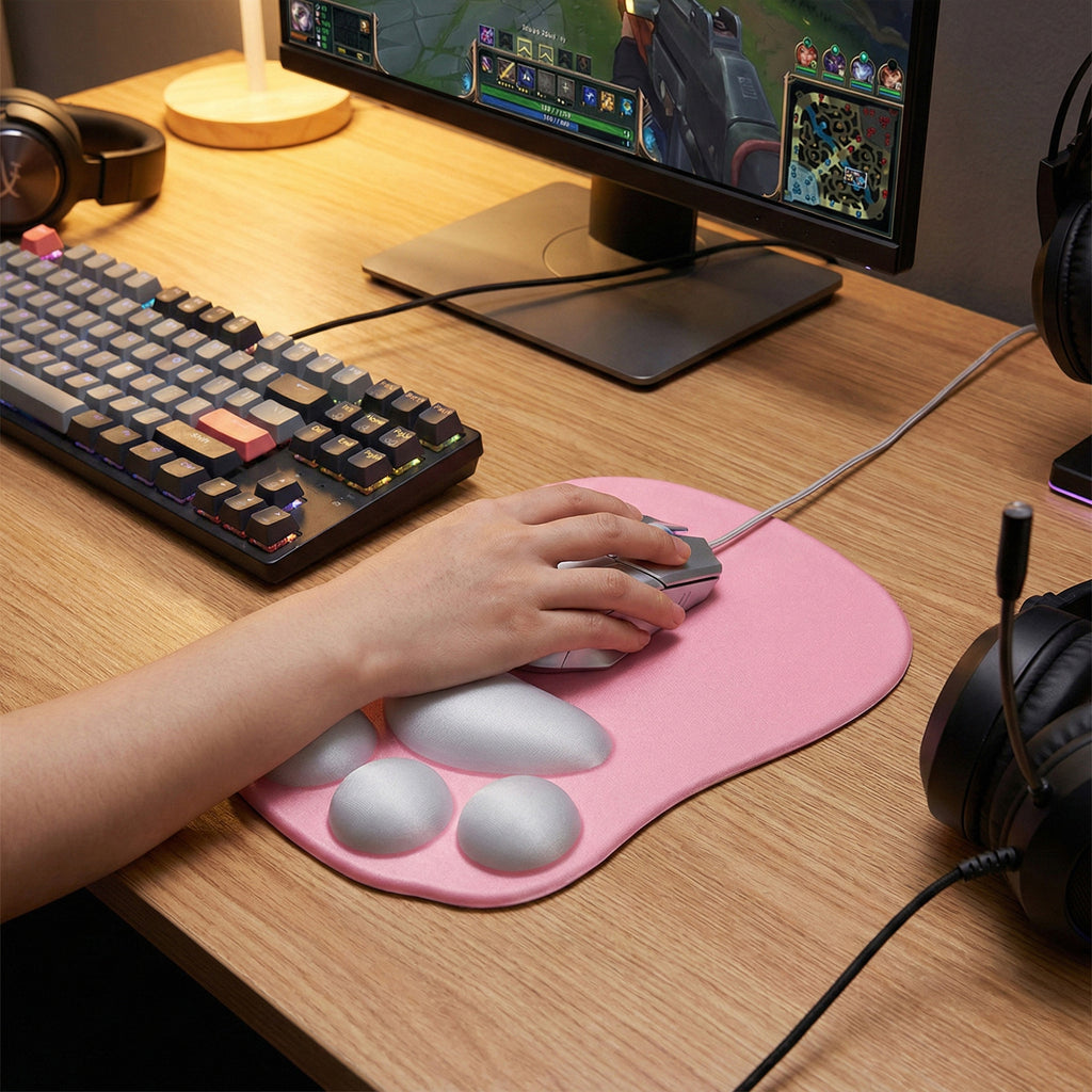Anna-Kaci Soft Cloth Surface Mouse Pad with Cushioned Wrist Support and Non Slip Base