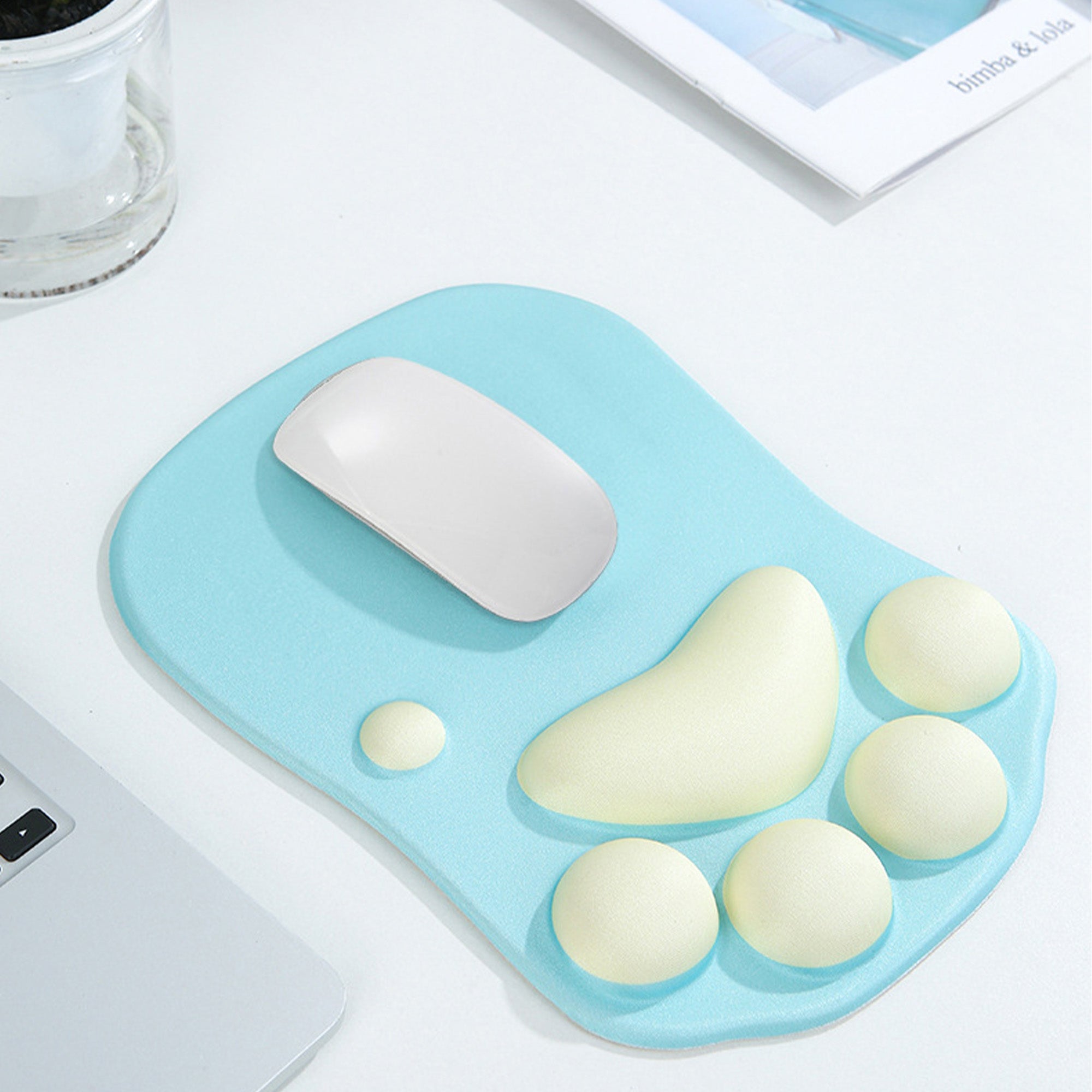 Anna-Kaci Soft Cloth Surface Mouse Pad with Cushioned Wrist Support and Non Slip Base