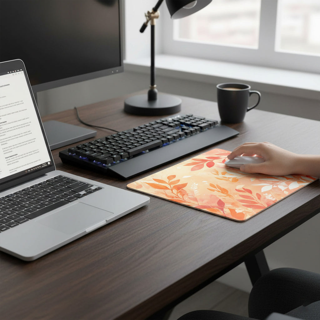 Anna-Kaci Mouse Pad with Non Slip Rubber Base and Decorative Botanical Design