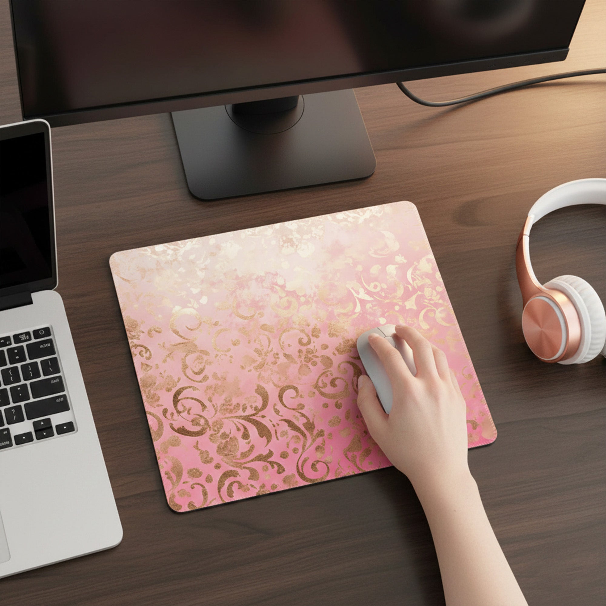 Anna-Kaci Mouse Pad with Non Slip Rubber Base and Decorative Botanical Design