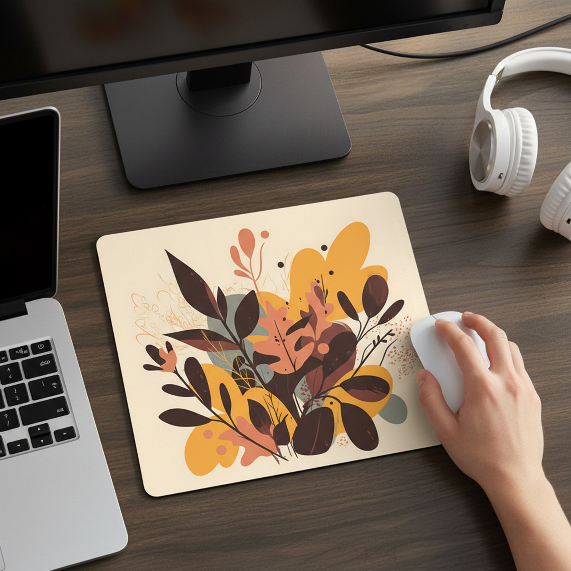 Anna-Kaci Mouse Pad with Non Slip Rubber Base and Decorative Botanical Design