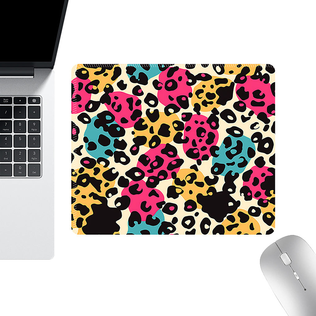 Anna-Kaci Colorful Leopard Print Mouse Pad with Non Slip Rubber Base and Smooth Fabric Surface