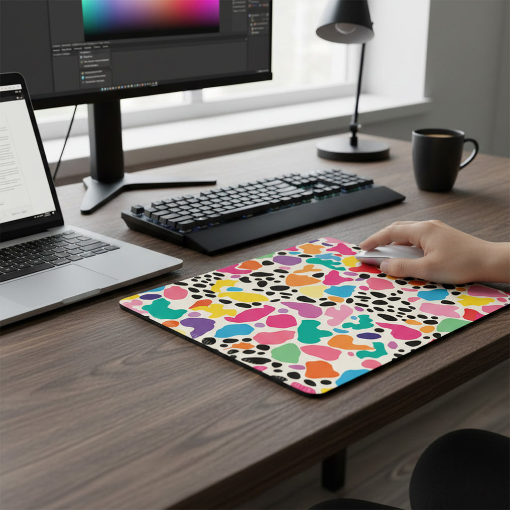 Anna-Kaci Colorful Leopard Print Mouse Pad with Non Slip Rubber Base and Smooth Fabric Surface