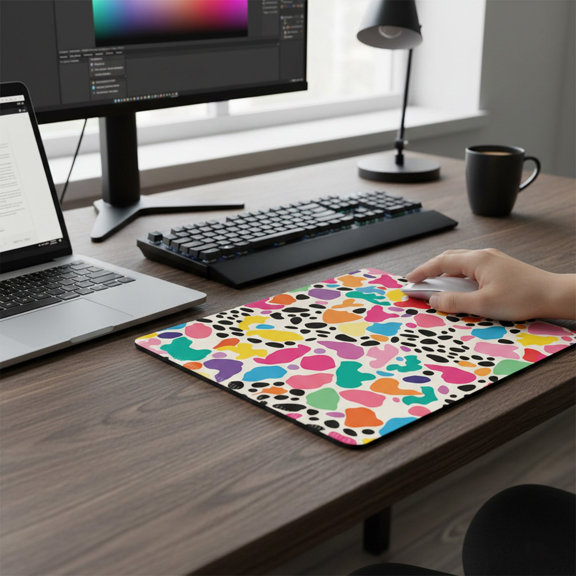 Anna-Kaci Colorful Leopard Print Mouse Pad with Non Slip Rubber Base and Smooth Fabric Surface