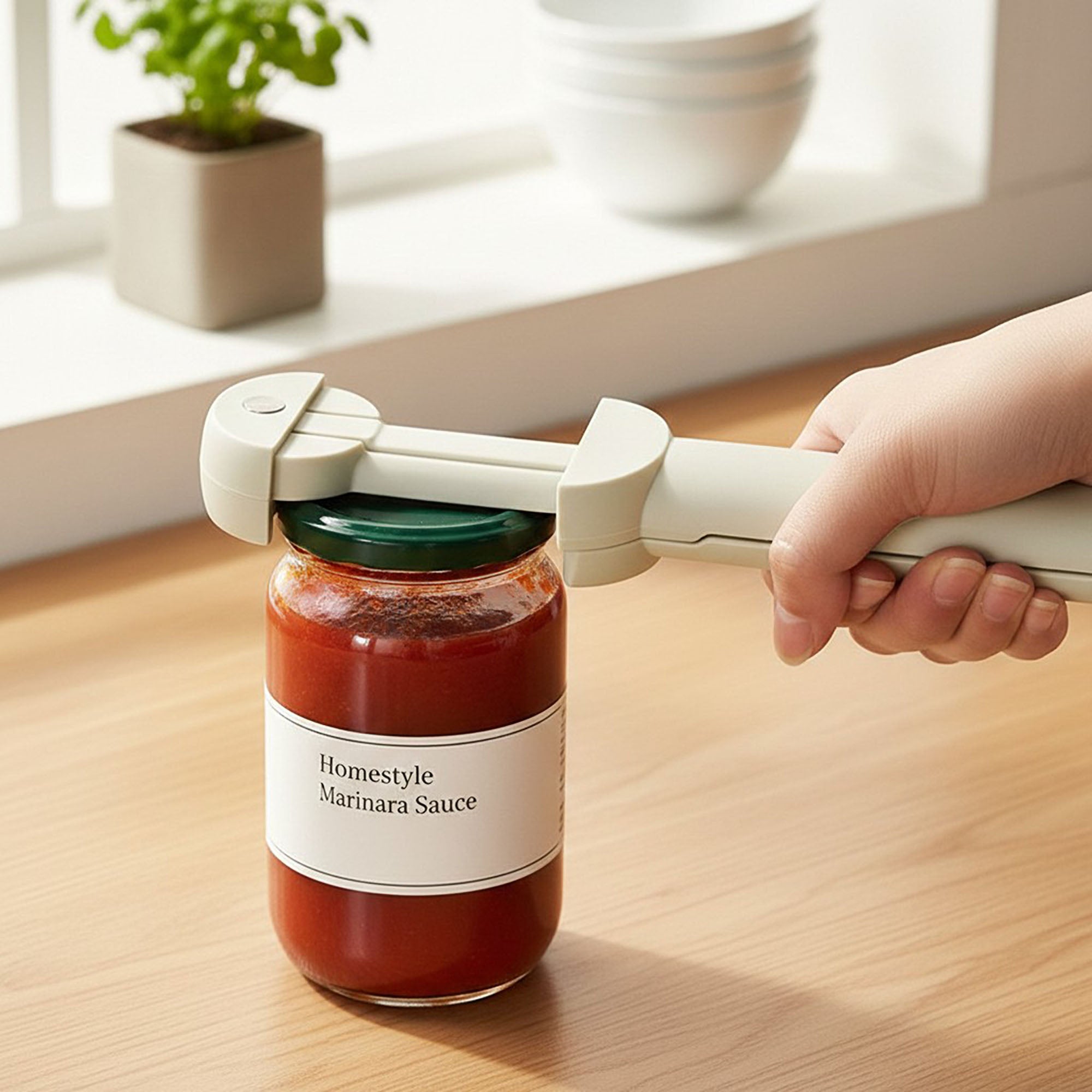 Anna-Kaci Adjustable Manual Jar Opener with Long Handle for Tight Lids and Sealed Jars