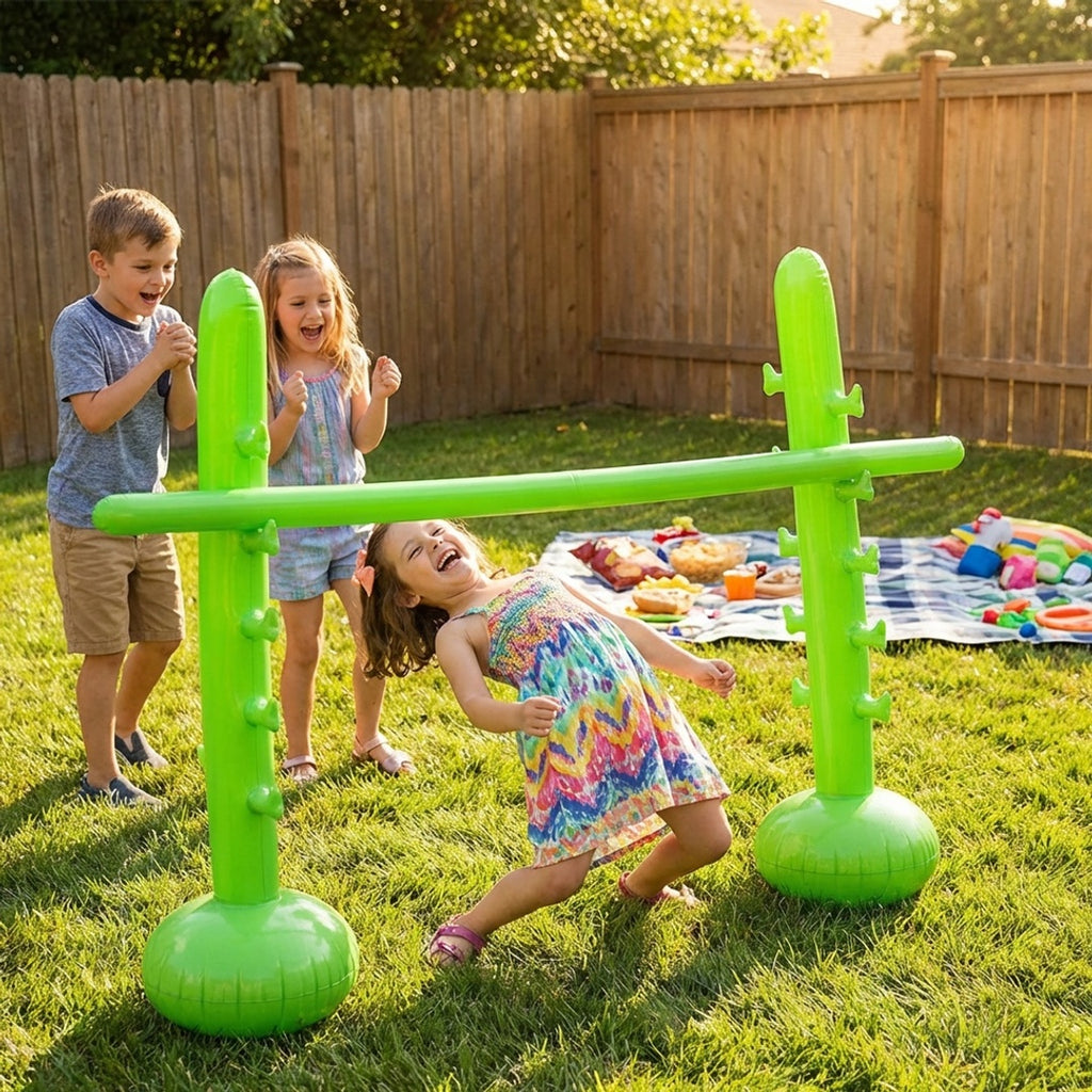 Anna-Kaci Portable Inflatable Limbo Game Set for Kids Backyard Party Jump Bar PVC Outdoor Lawn Family Game