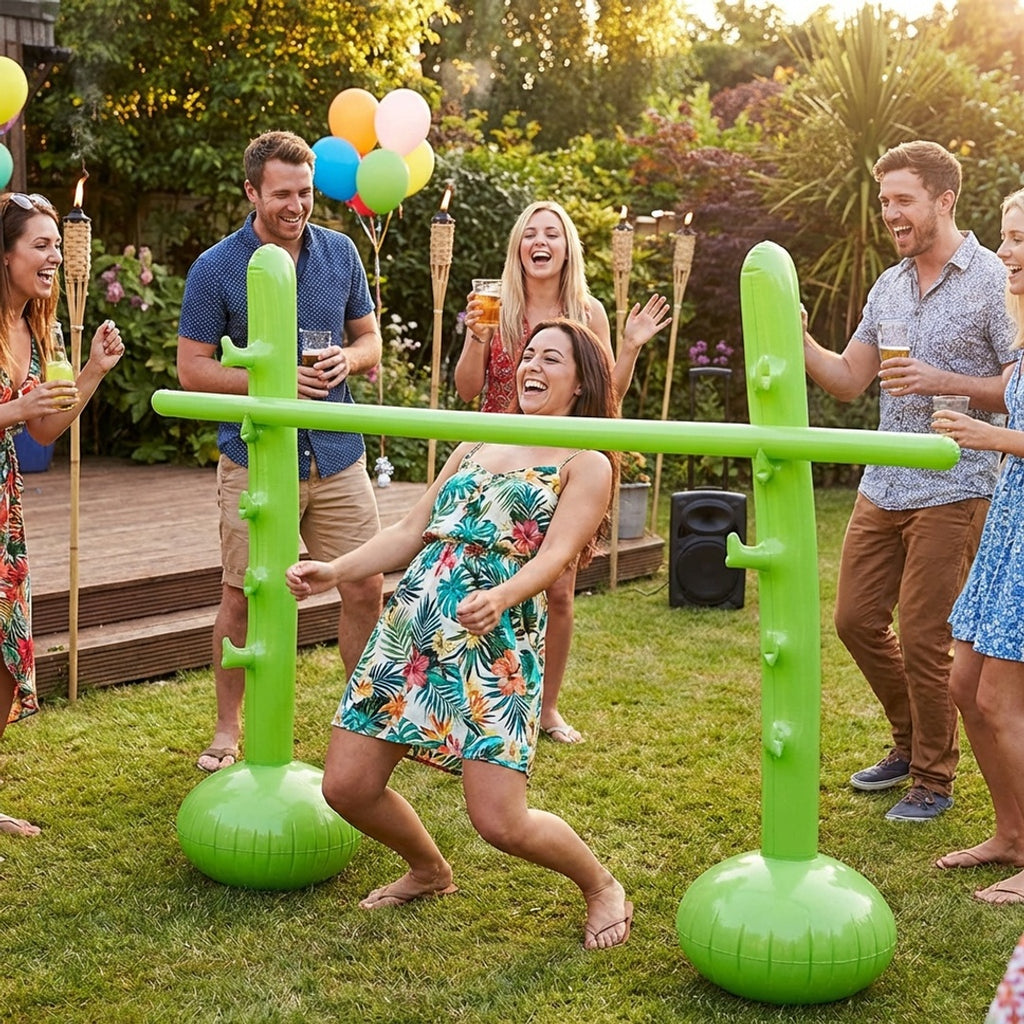 Anna-Kaci Portable Inflatable Limbo Game Set for Kids Backyard Party Jump Bar PVC Outdoor Lawn Family Game