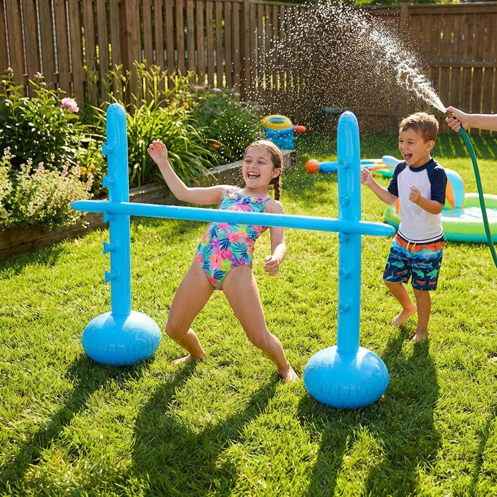 Anna-Kaci Portable Inflatable Limbo Game Set for Kids Backyard Party Jump Bar PVC Outdoor Lawn Family Game