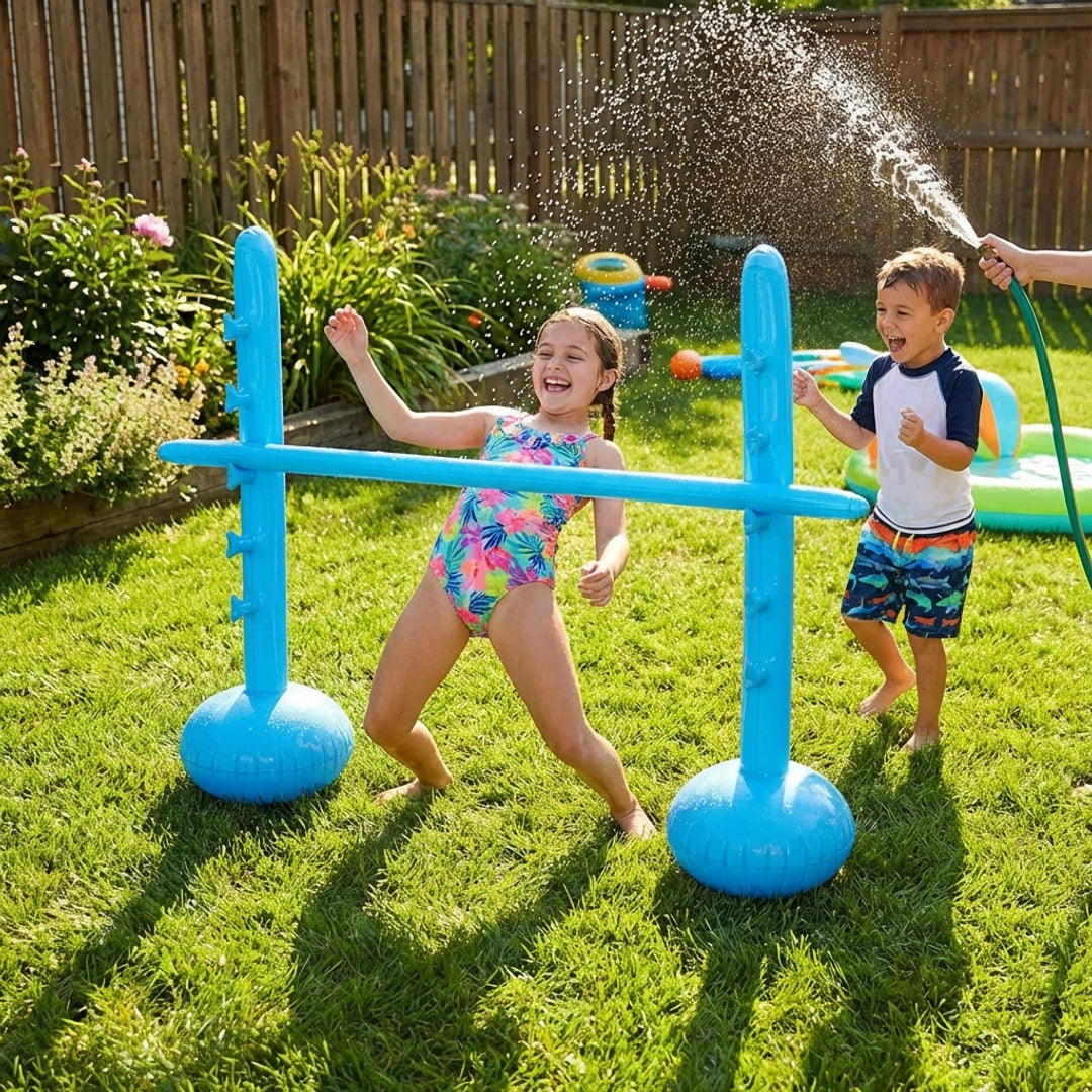 Anna-Kaci Portable Inflatable Limbo Game Set for Kids Backyard Party Jump Bar PVC Outdoor Lawn Family Game