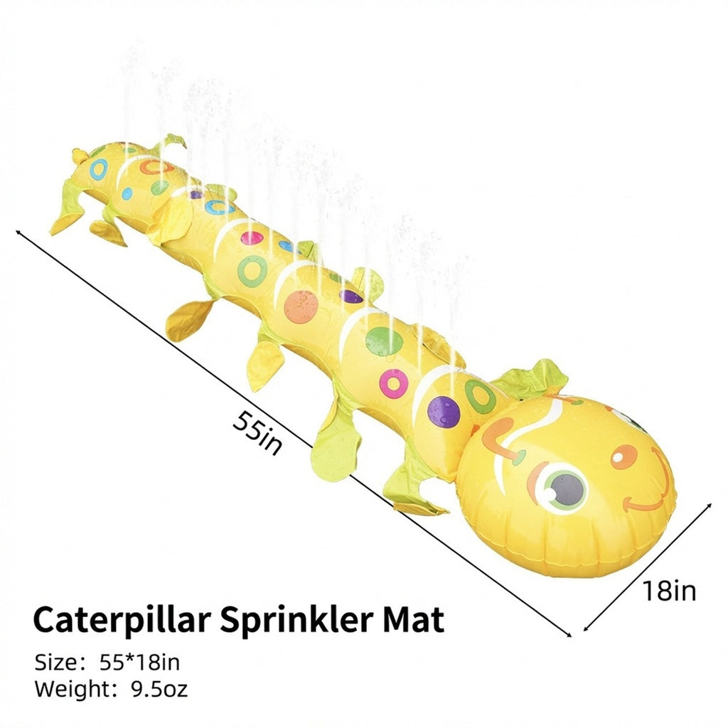 Anna-Kaci Inflatable Caterpillar Sprinkler Mat Outdoor Water Play Splash Pad PVC Backyard Summer Lawn Toy