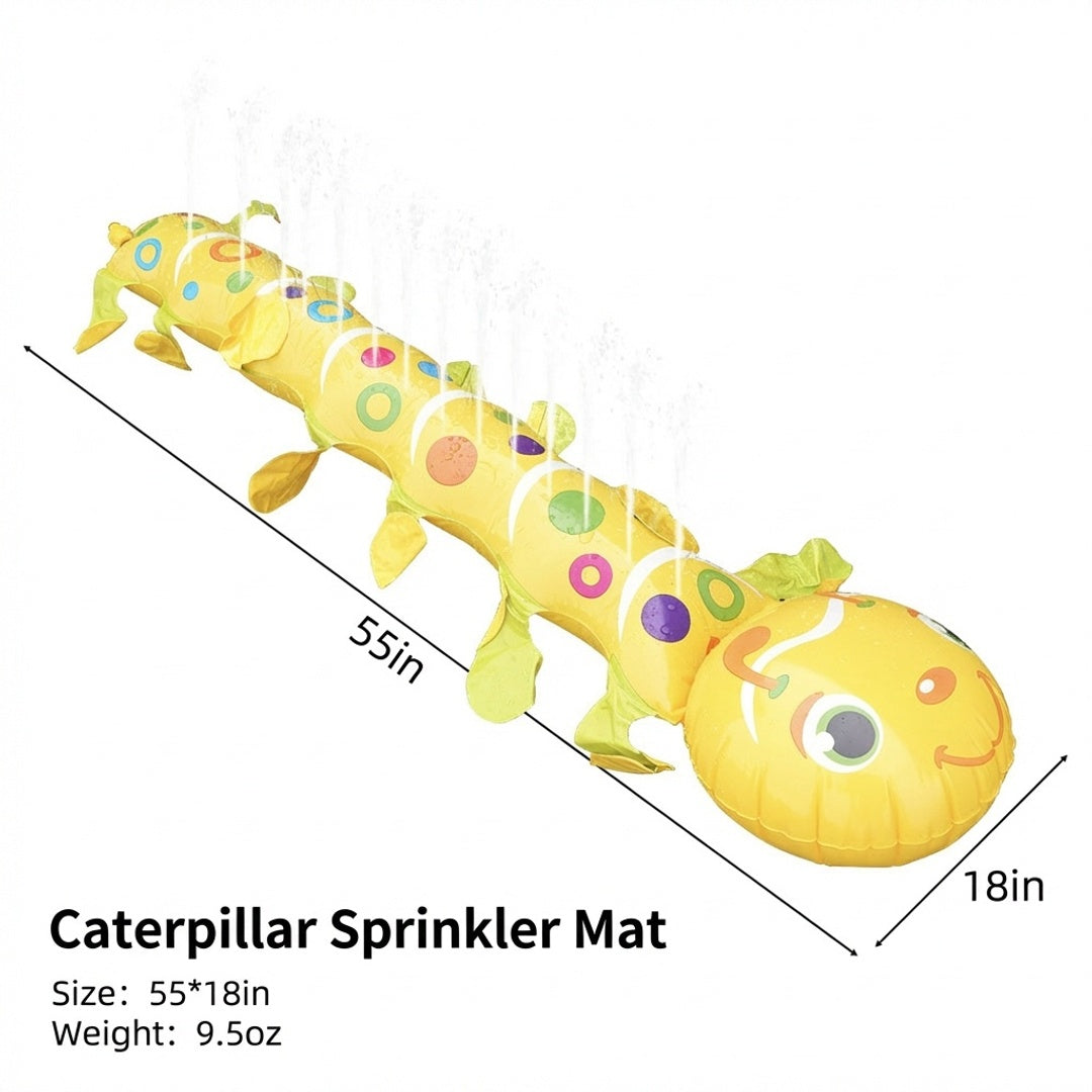 Anna-Kaci Inflatable Caterpillar Sprinkler Mat Outdoor Water Play Splash Pad PVC Backyard Summer Lawn Toy
