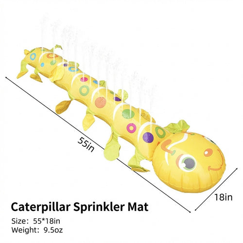 Anna-Kaci Inflatable Caterpillar Sprinkler Mat Outdoor Water Play Splash Pad PVC Backyard Summer Lawn Toy