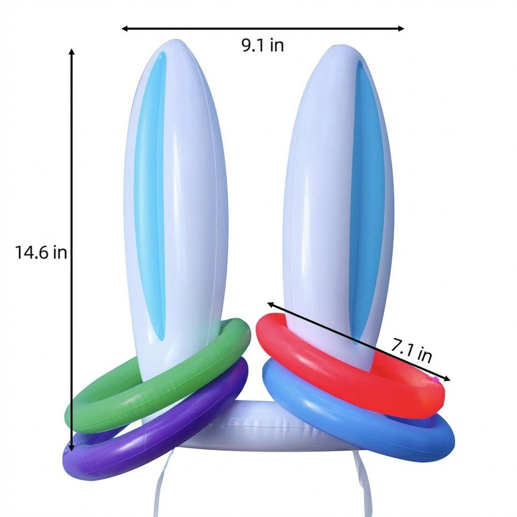 Anna-Kaci Easter Bunny Ears Ring Toss Game Inflatable Party Toss Game Kids Outdoor Family Holiday Game