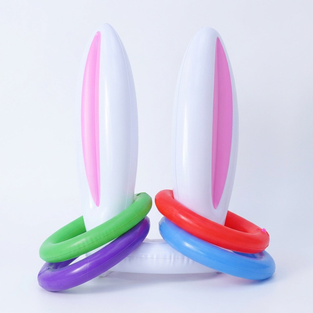 Anna-Kaci Easter Bunny Ears Ring Toss Game Inflatable Party Toss Game Kids Outdoor Family Holiday Game