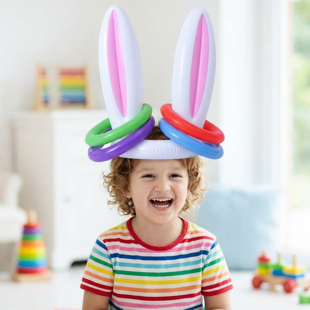 Anna-Kaci Easter Bunny Ears Ring Toss Game Inflatable Party Toss Game Kids Outdoor Family Holiday Game
