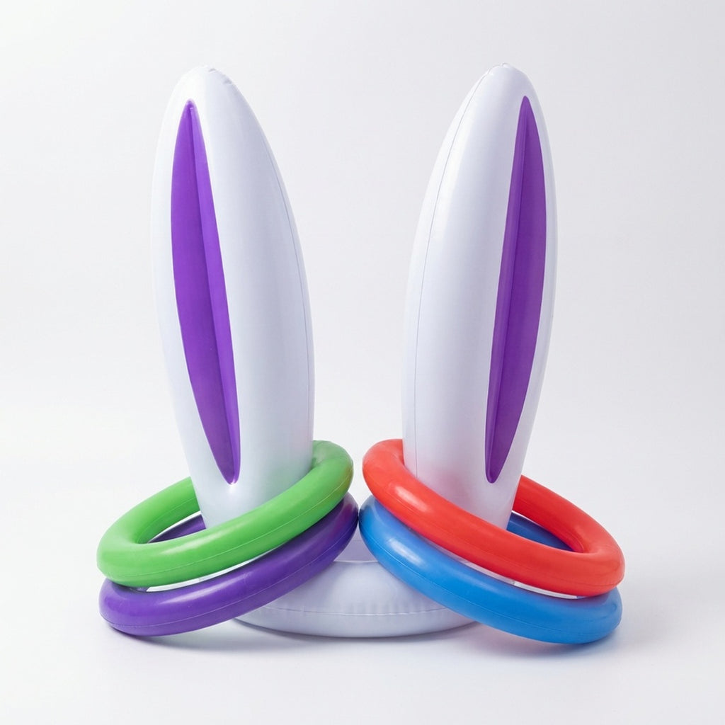Anna-Kaci Easter Bunny Ears Ring Toss Game Inflatable Party Toss Game Kids Outdoor Family Holiday Game