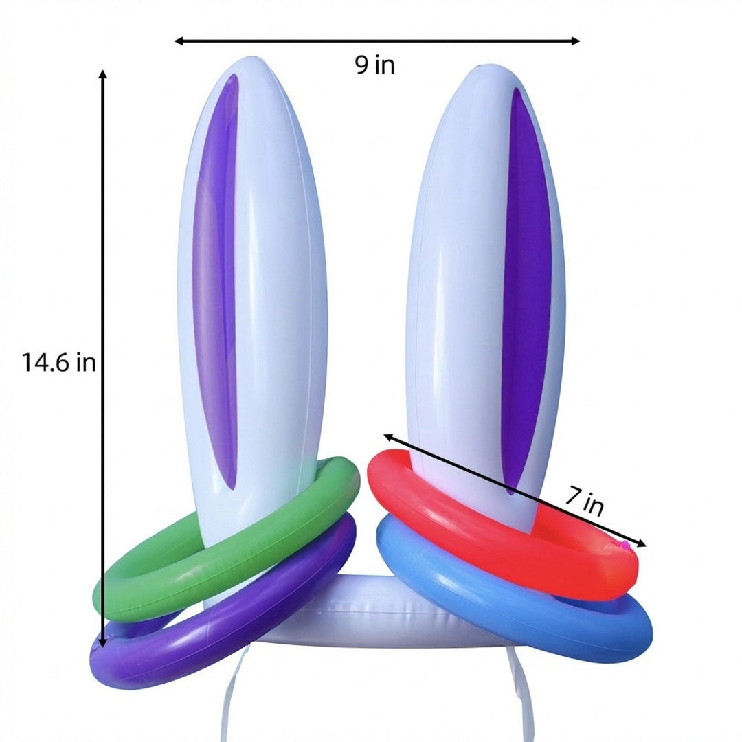Anna-Kaci Easter Bunny Ears Ring Toss Game Inflatable Party Toss Game Kids Outdoor Family Holiday Game