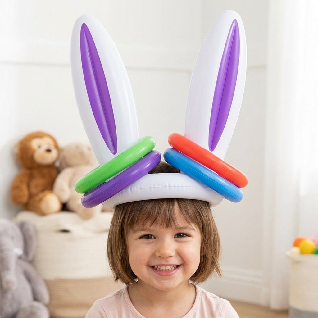 Anna-Kaci Easter Bunny Ears Ring Toss Game Inflatable Party Toss Game Kids Outdoor Family Holiday Game