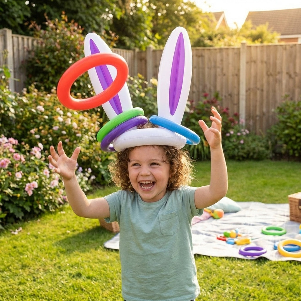 Anna-Kaci Easter Bunny Ears Ring Toss Game Inflatable Party Toss Game Kids Outdoor Family Holiday Game