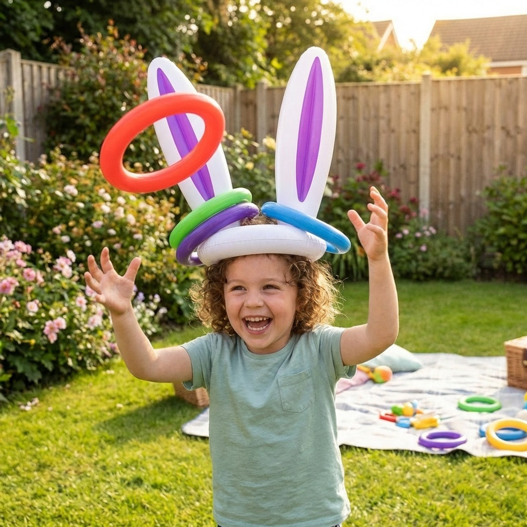 Anna-Kaci Easter Bunny Ears Ring Toss Game Inflatable Party Toss Game Kids Outdoor Family Holiday Game