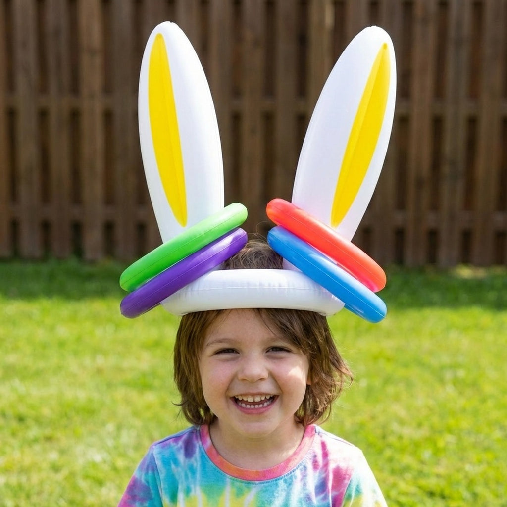 Anna-Kaci Easter Bunny Ears Ring Toss Game Inflatable Party Toss Game Kids Outdoor Family Holiday Game