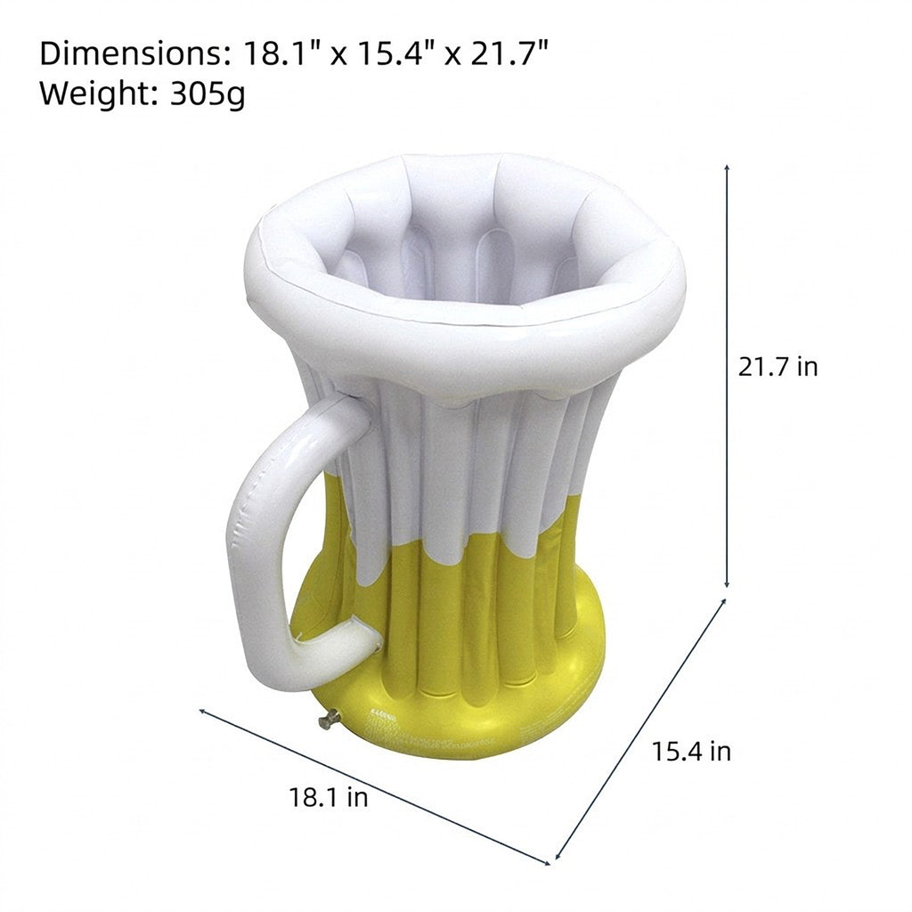 Anna-Kaci Inflatable Beer Mug Drink Cooler Ice Bucket Pool Party Beverage Cooler Floating Drink Holder