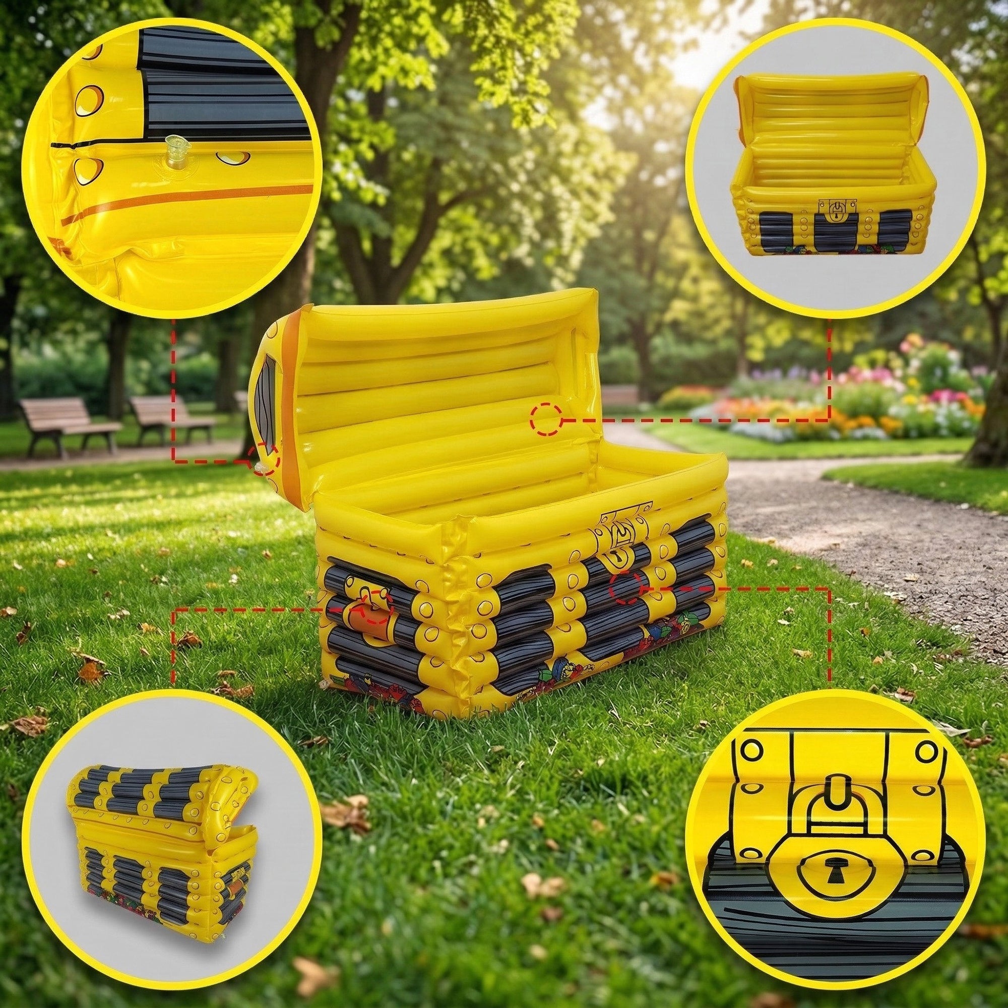 Anna-Kaci Inflatable Treasure Chest Ice Bucket Party Drink Cooler Beverage Cooler for Pool Parties