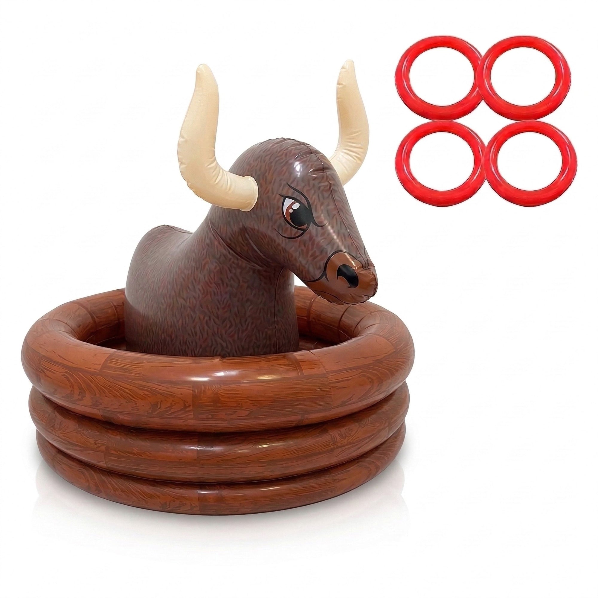 Anna-Kaci Inflatable Bull Ring Toss Game Ice Bucket Party Drink Cooler with Toss Beverage Cooler Party Game