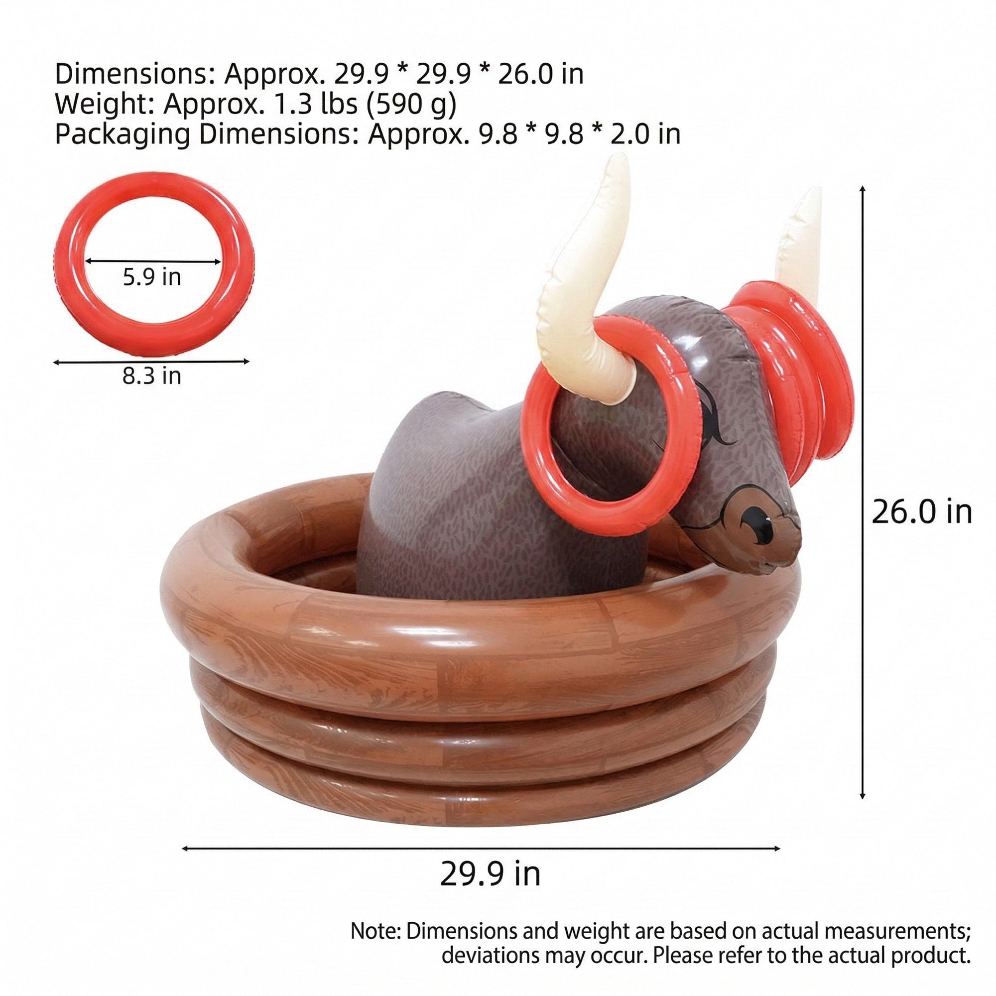 Anna-Kaci Inflatable Bull Ring Toss Game Ice Bucket Party Drink Cooler with Toss Beverage Cooler Party Game