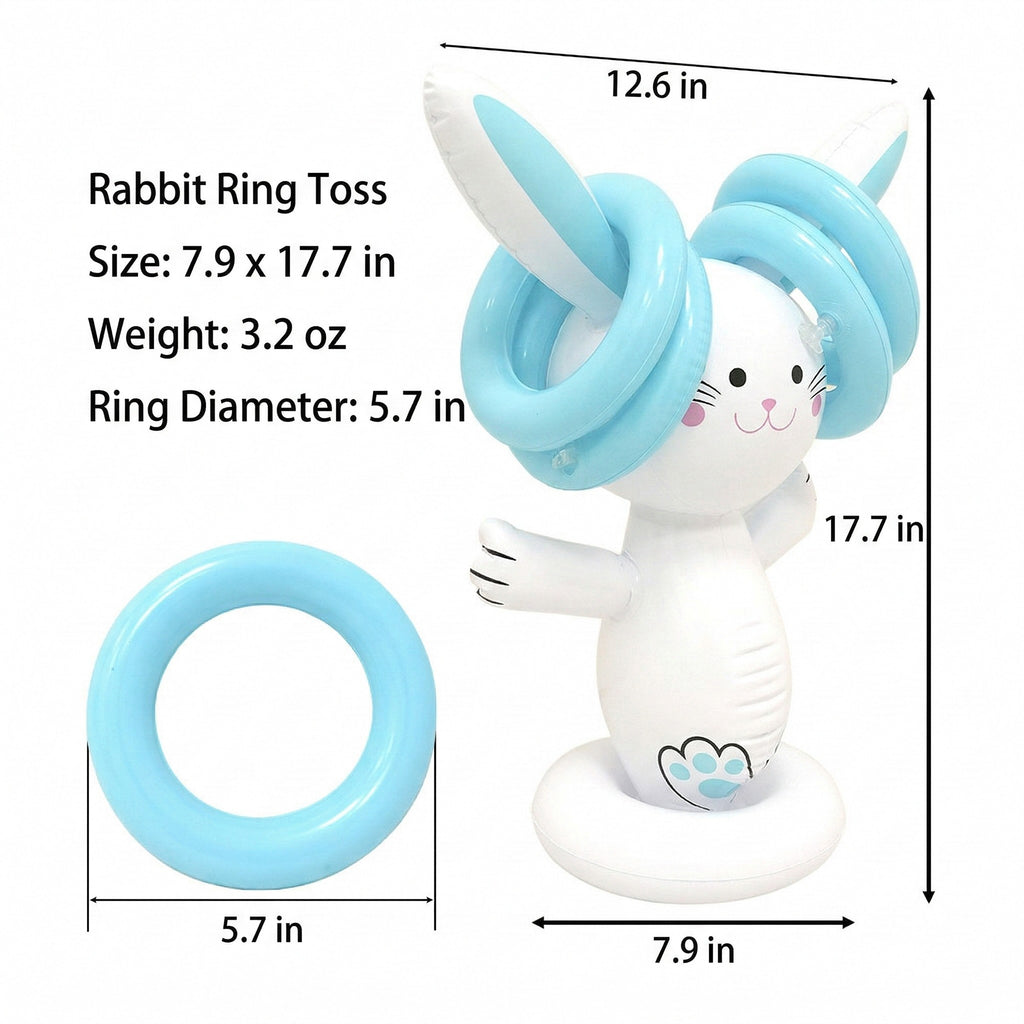 Anna-Kaci Inflatable Easter Bunny Ring Toss Game Kids Outdoor Toss Game with Rings Easter Party Yard Game