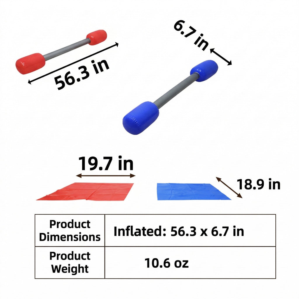Anna-Kaci Kids Inflatable Jousting Game Set with 2 Bopper Sticks and Play Mats Outdoor Backyard Battle Game