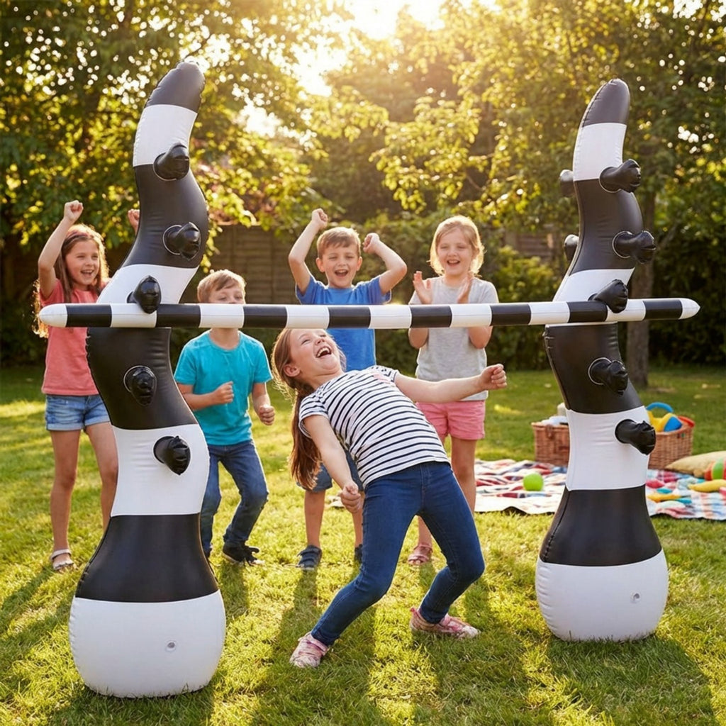 Anna-Kaci Inflatable Limbo Game Set with Adjustable Bar Backyard Party Outdoor Lawn Game for Kids and Family