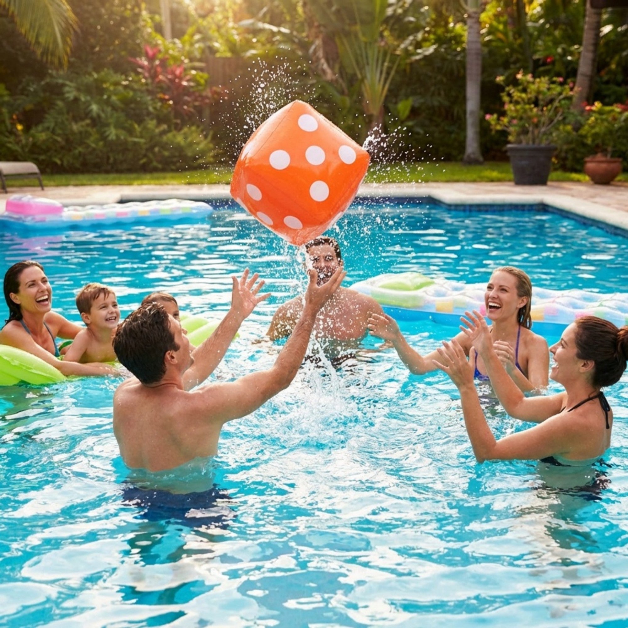 Anna-Kaci Inflatable Giant Dice Pool Toy Floating Dice Game Ball for Pool Parties and Water Games