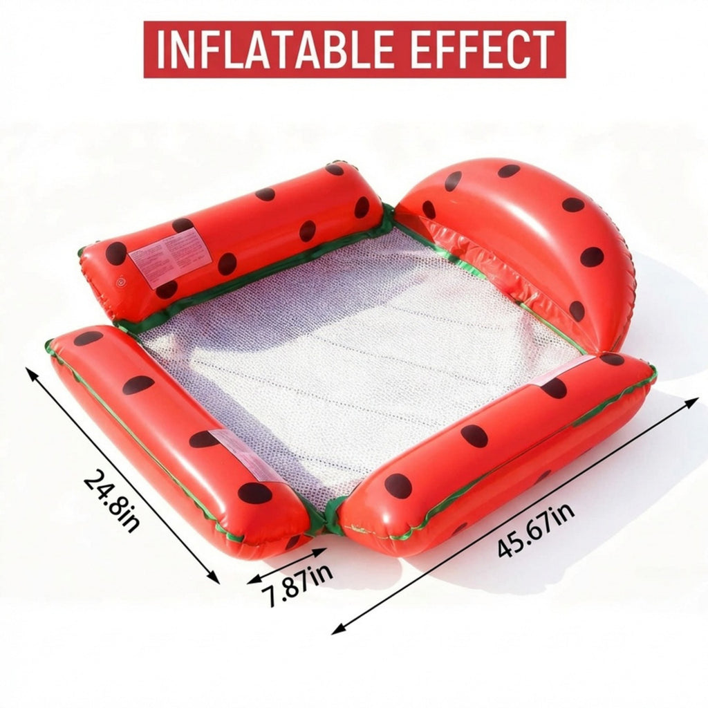 Anna-Kaci Inflatable Pool Hammock Float with Mesh Center and Pillow Headrest Floating Lounge