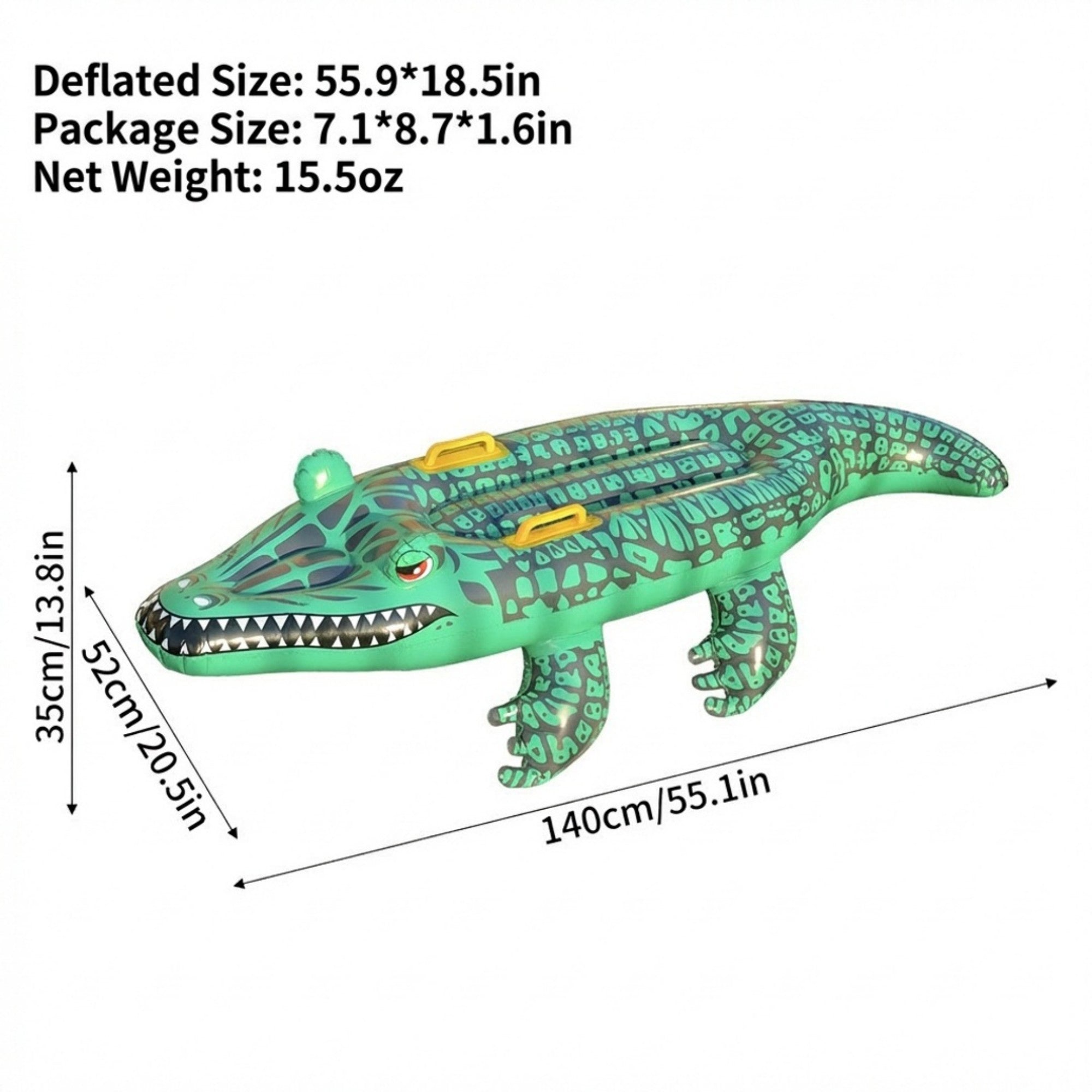 Anna-Kaci Inflatable Alligator Pool Float Ride On Crocodile Water Toy with Handles for Kids