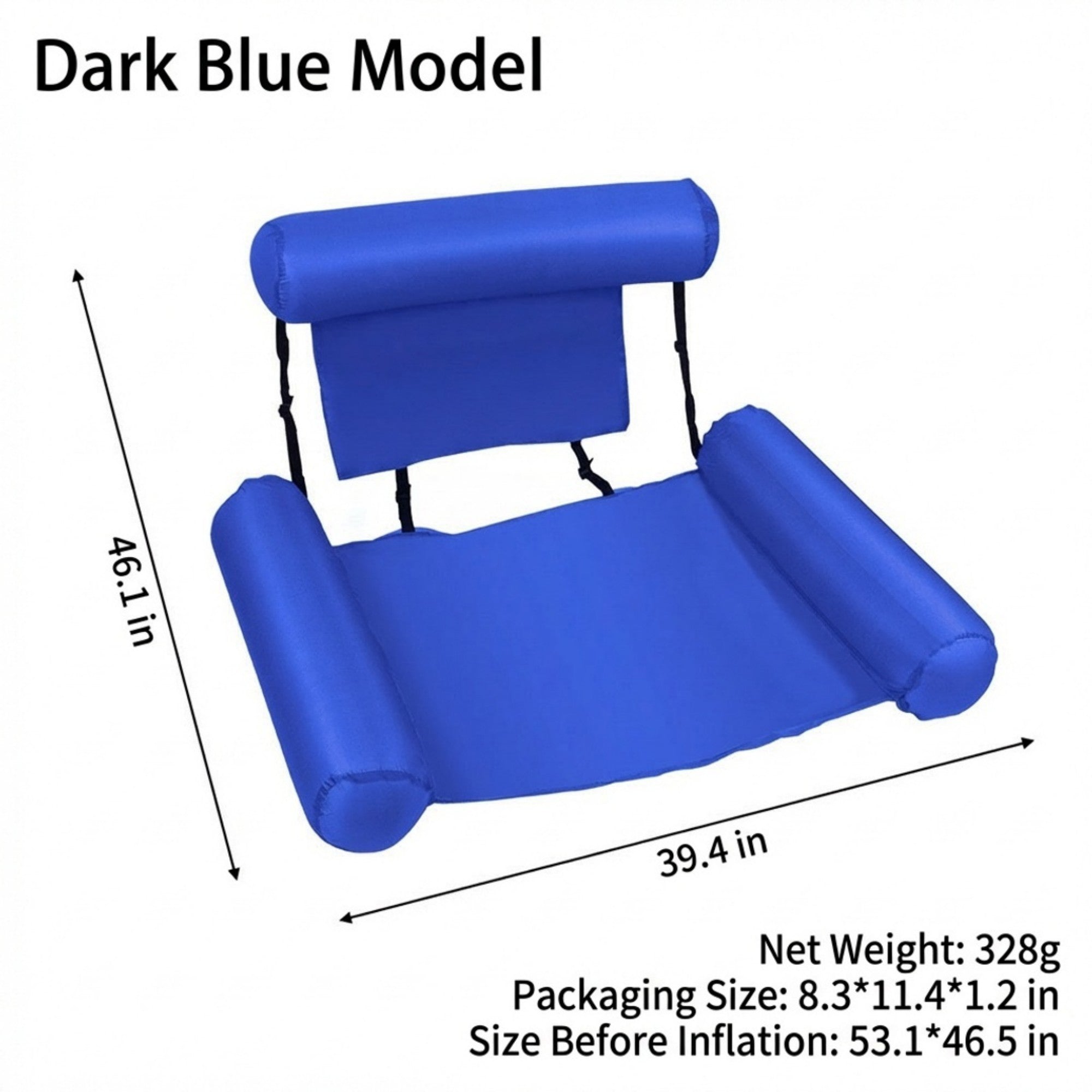 Anna-Kaci Inflatable Pool Lounge Chair Float with Adjustable Backrest and Arm Supports