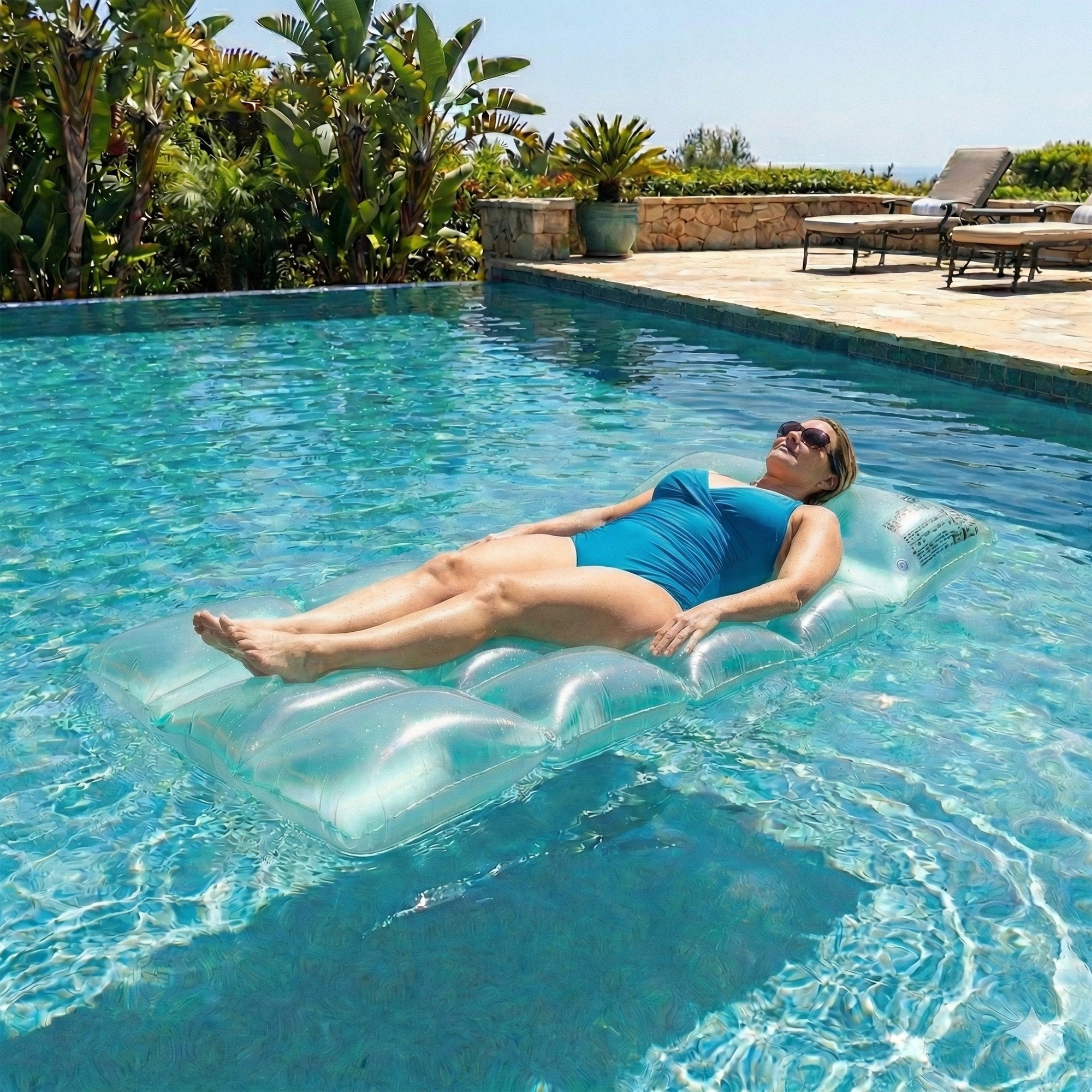Anna-Kaci Inflatable Pool Float Lounger Water Raft Mat for Swimming Pool Beach and Lake
